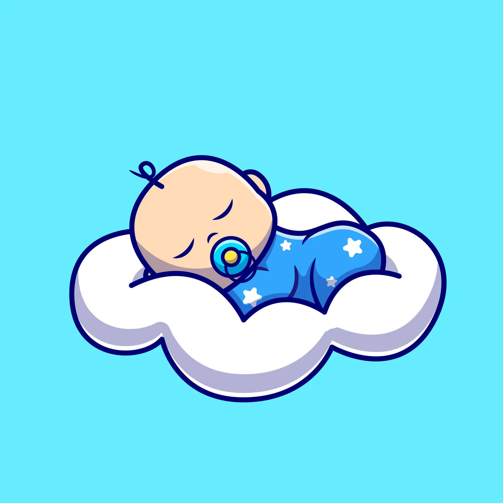 Ilustración de un bebé recién nacido durmiendo plácidamente